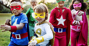 Superheroes Kids Friends Playing Togetherness Fun Concept